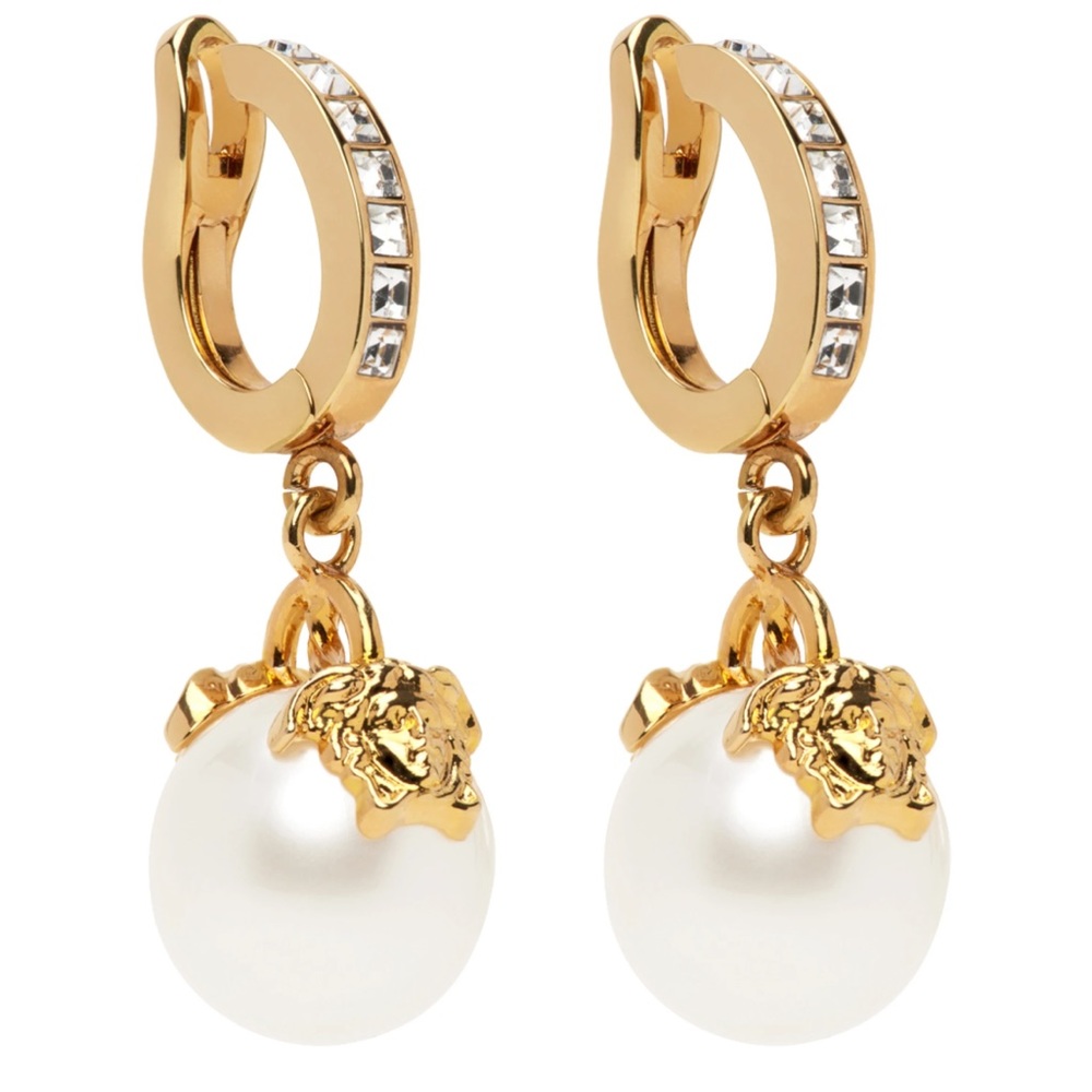 Versace Gold Pearl Medusa Earrings